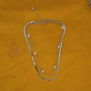 Elegant Silver and Gold Layered Necklace